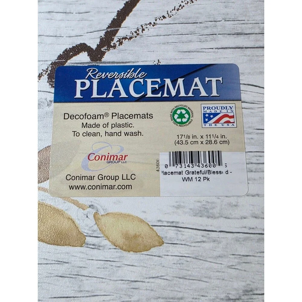 Seven Deco Foam Reversible Placemats Made in USA Grateful Blessed
